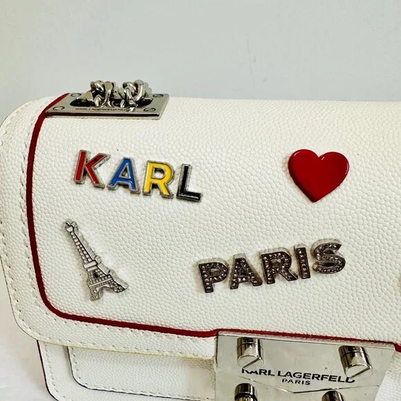 KARL LAGERFELD PARIS STUDDED EMBELLISHED RHINESTONE SMALL CROSSBODY BAG - Picture 12 of 14